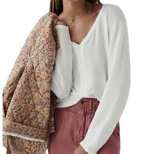 Anthropologie Creamy White "Rosana" Textured Long Sleeve Top S